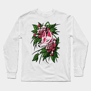 Japanaese fox kitsune mask Long Sleeve T-Shirt